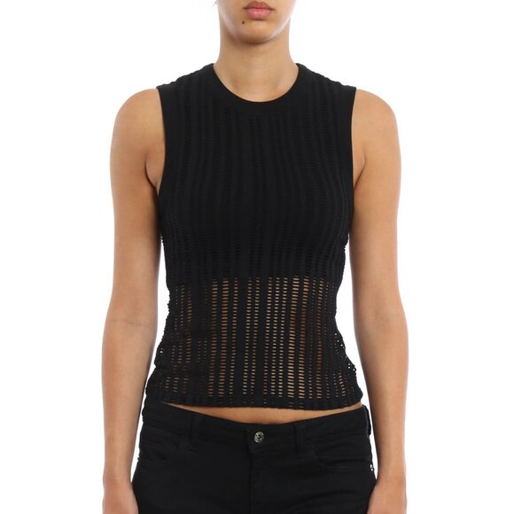 T by Alexander Wang PF/16 Black Stretch Jacquard Tank Top - Picture 1 of 8